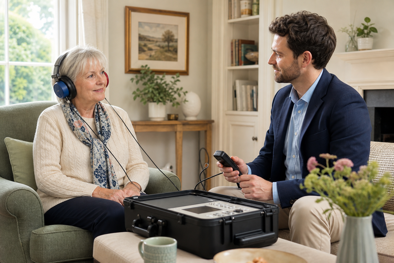 Hearing Tests professional supporting a patient at home