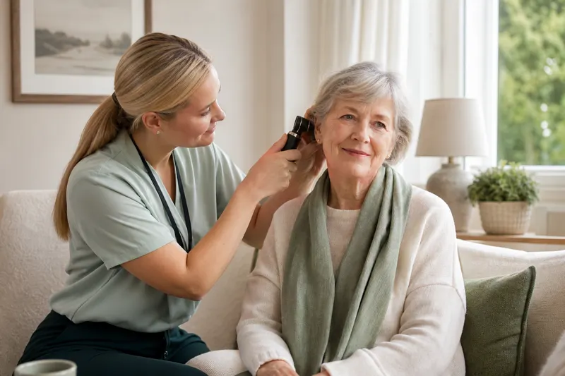 Ear care equipment used during a home examination