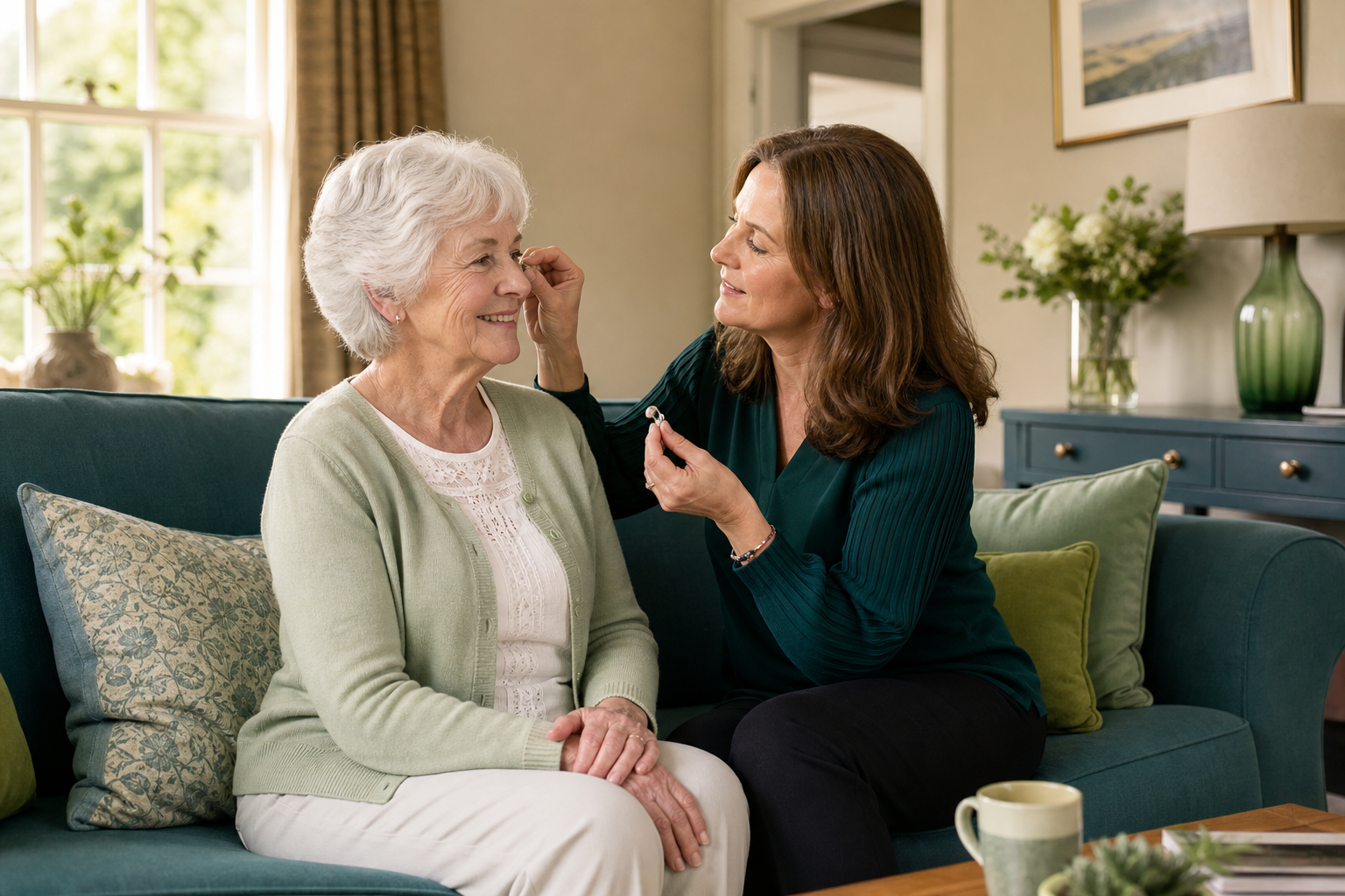Hearing Aids professional supporting a patient at home